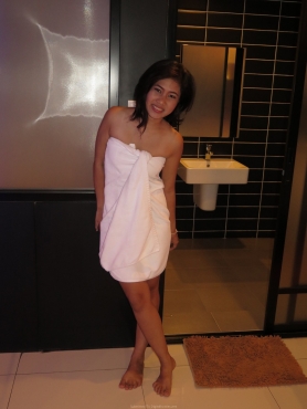 Small tits Asian, naked posing, playing with Cock - #21