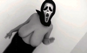 Masked Amateur Wife Puts Her Huge Natural Breasts On Display