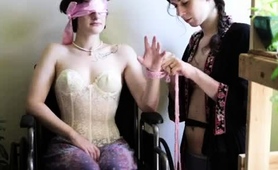 Adorable Amateur Brunette Teen Schooled In Lesbian Bondage