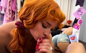 Hot Redhead Gives Stepbro A Taste Of Her Amazing Oral Skills