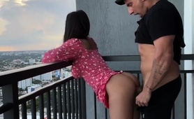 Sexy Babe Stuffed Full Of Cock Doggystyle On A Balcony