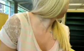 Teen Exhibition Dildo Squirt In Library